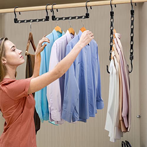 8 Pack Space Saving Plastic Hangers - Closet Organizer in Black