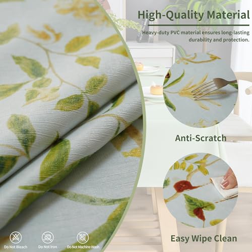 HOMOHEINI Waterproof Vinyl Tablecloth, 52" x 70" Rectangular Leaves Pattern