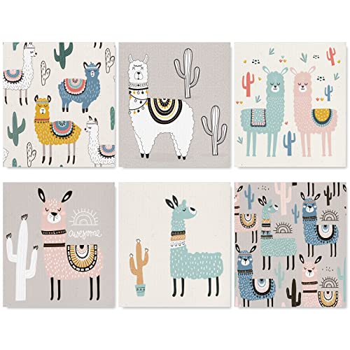 Set of 6 Cotton Alpaca Swedish Kitchen Dishcloths - Absorbent & Reusable Cleaning Towels