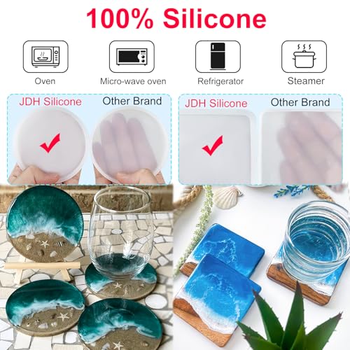 4-Piece Silicone Coaster Mold Set - Round & Square for DIY Crafts
