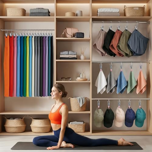 30-Pack Pants Hangers with Clips - Black Space-Saving Legging & Jean Organizer