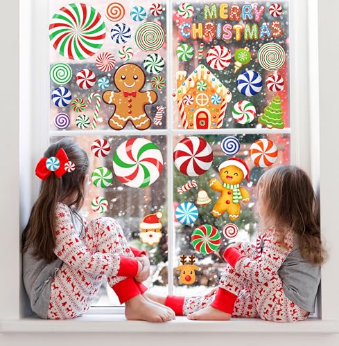 Christmas Candy Window Decals & Stickers - Holiday Holiday Decorations for Glass & Walls