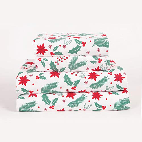 Christmas Greens Queen Sheet Set with Deep Pockets - Microfiber Holiday Bedding