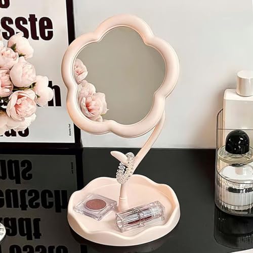 Pink Flower-Shaped Makeup Mirror for Desk Vanity | Elegant Decor