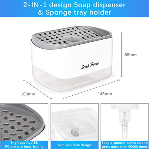 Kitchen Soap Dispenser with Sponge Holder - 12.5 oz Pump