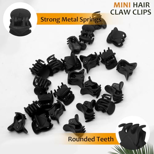 Black Mini Hair Claw Clips 24 Pack - Frosted Tiny Hair Clips