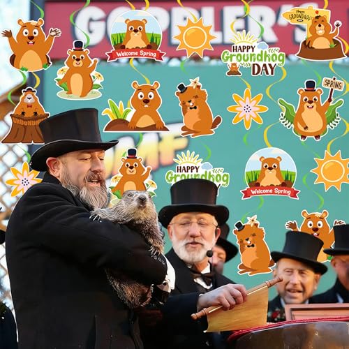 Groundhog Day Hanging Swirls Decorations - 40Pcs Party Decor