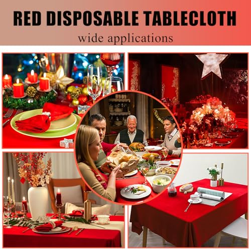 Red Plastic Tablecloth 54x108 Inch - Disposable for Parties & Events