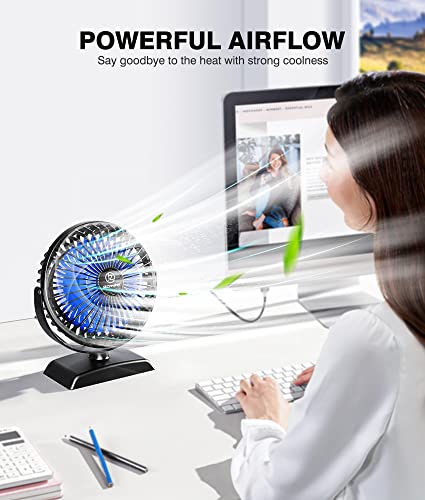 JZCreater USB Desk Fan - 360° Rotating, Quiet, 3 Speeds, Compact