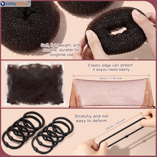 YINGFENG 134-Piece Brown Hair Bun Maker Kit with Hair Nets and Pins