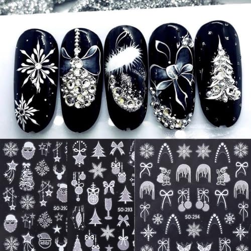 Christmas 3D Self-Adhesive Nail Art Stickers Decals 6 Sheets