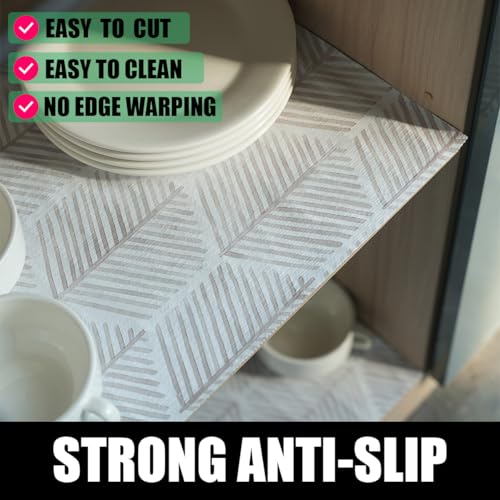 Amiitay Non-Slip Shelf Liner - 12" x 118" Waterproof Geometric Cabinet Mat