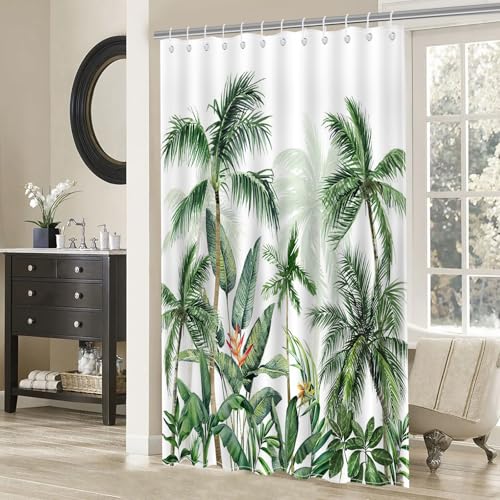 Mocsicka Tropical Palm Tree Shower Curtain, Waterproof Fabric, 72x72 Inch