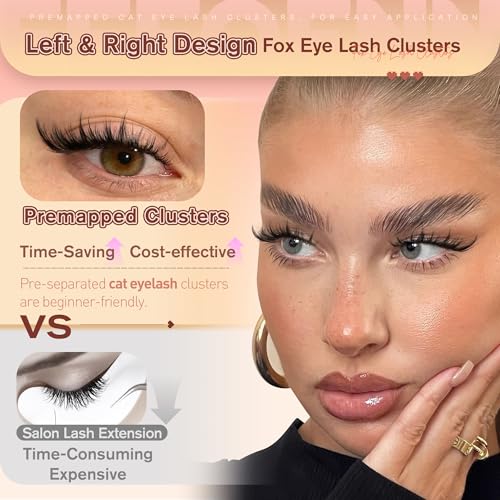 Eefofnn Manga Lash Clusters Cat Eye Individual Eyelash Extensions D Curl