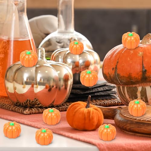 60Pcs Mini Resin Pumpkins - Tiny Decorative Fake Pumpkins for DIY Crafts
