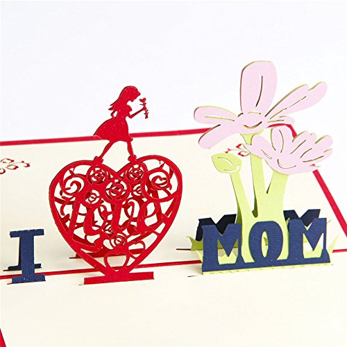 3D Pop-Up Mother's Day Card with Envelope - Unique Gift for Mom