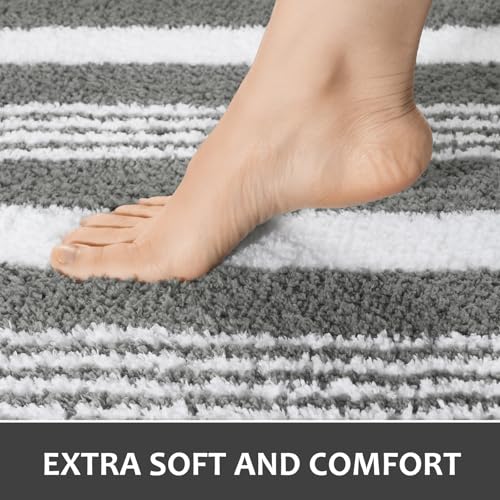 LOCHAS Non-Slip Long Bathroom Rug Runner 24" x 60" - Grey
