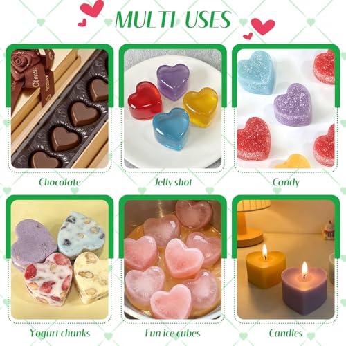 FRUIID Heart Silicone Ice Cube Molds, 3-Pack Deep Tray (Pink, Purple, Mint)