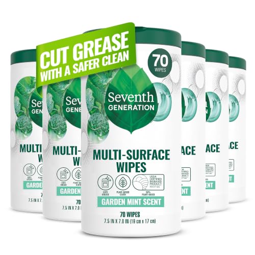 Seventh Generation Multi-Surface Cleaning Wipes, Garden Mint, 70 Ct (6-Pack)