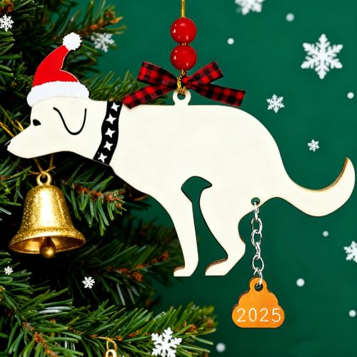 Funny Dog Pooping Christmas Ornament - Hilarious Holiday Decor