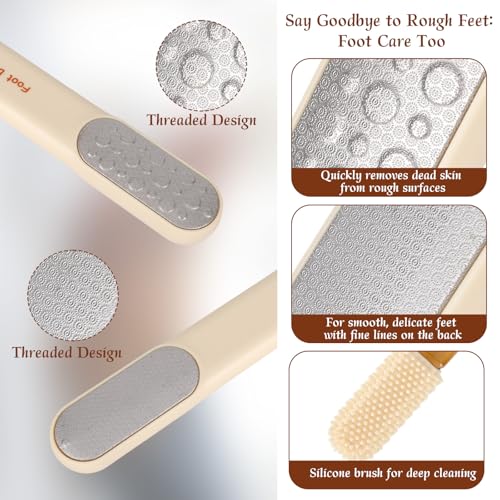 Fukaisu Double-Sided Stainless Steel Foot File & Crevice Brush Pedicure Tool