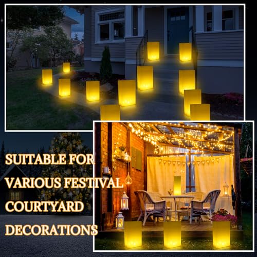 Christmas Plastic Luminaria Bags White Candle Lantern Set - 24 Pack