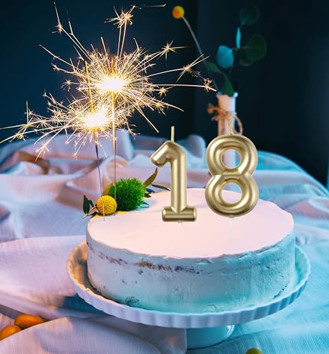 Glitter Gold 18th Birthday Candle Set - 2 Pcs Number Toppers