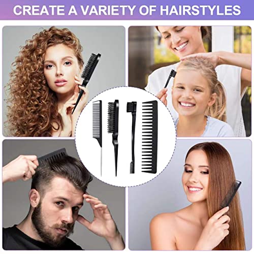 Anmieciu 4-Piece Hair Brush and Styling Comb Set in Black