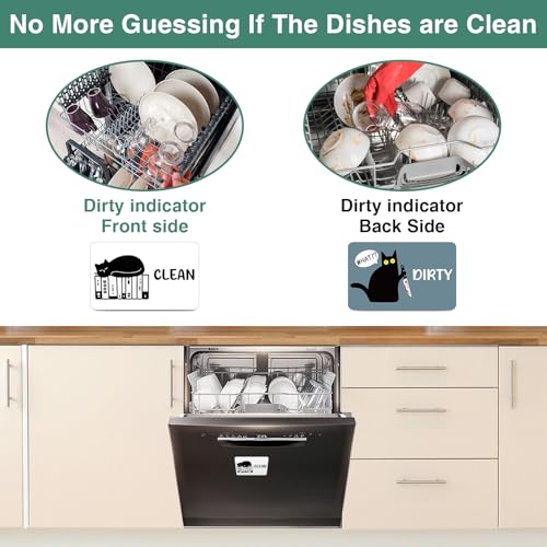 Funny Cat Dishwasher Magnet - Clean Dirty Indicator, Durable Kitchen Decor
