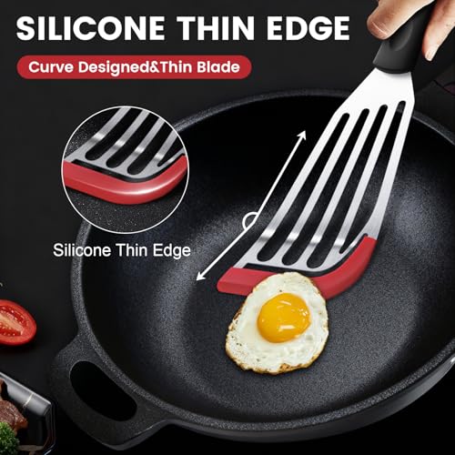 Hoosook Large Silicone Fish Spatula, Flexible Heat-Resistant Nonstick Turner