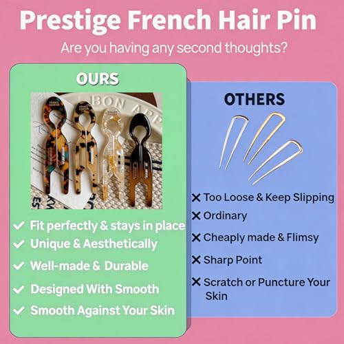 LUKLUKTAISUN Mini French Hairpin Acetate Hair Clips 4-Pack
