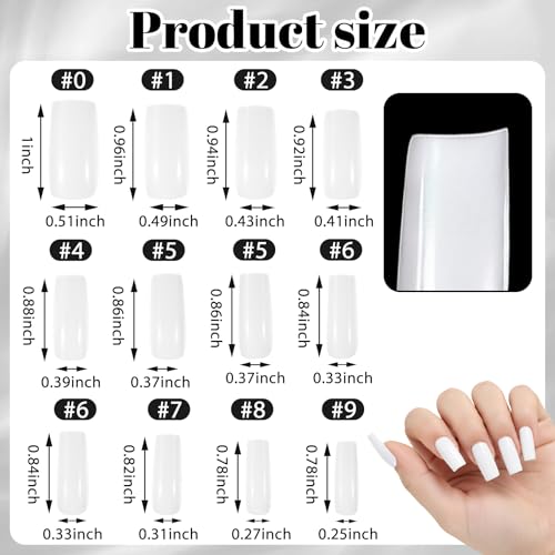 Thinp 120 Pcs Medium Square White French Tip Press on Nails