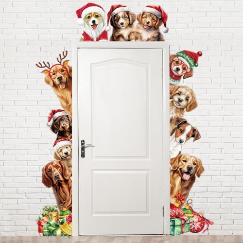 Christmas Dog Door Banner Set - Holiday Porch Decorations, 72.8 x 35.4 in, 3 Pieces