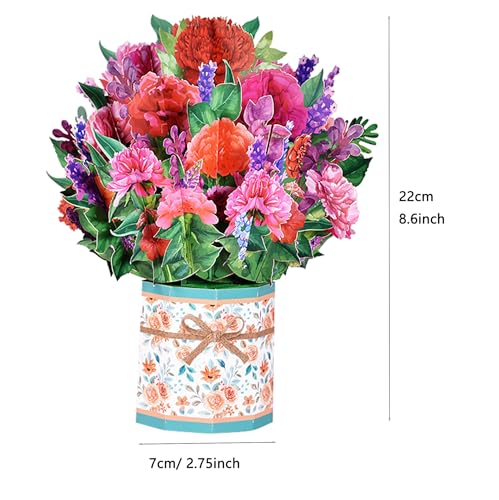 3D Pop Up Flower Bouquet Greeting Card with Envelope for Mom