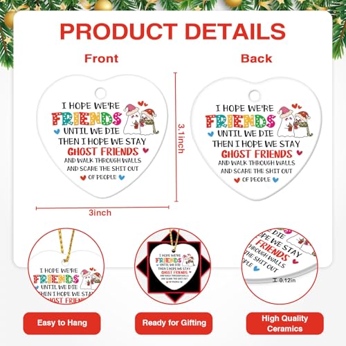 Ceramic Friendship Christmas Ornament for Besties - 3" x 3.1"