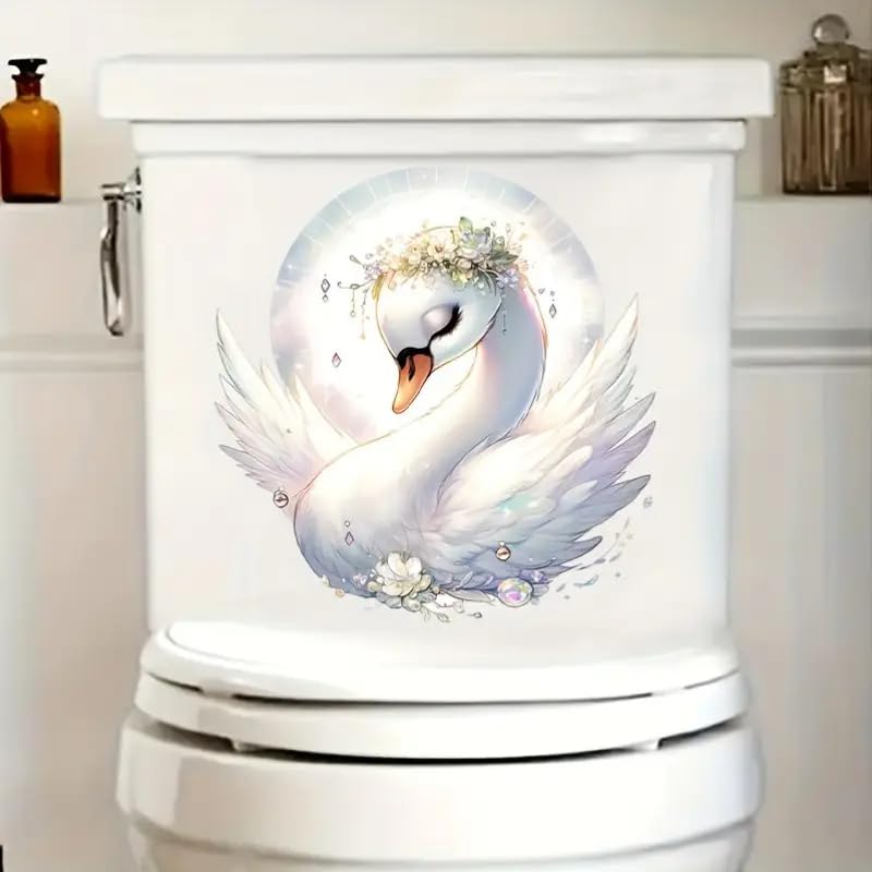 Floral Toilet Seat Sticker Decal - Waterproof Bathroom Decor
