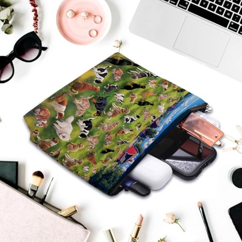 Dog Doodle Art Makeup Bag Cute Puppy Cosmetic Pouch for Women