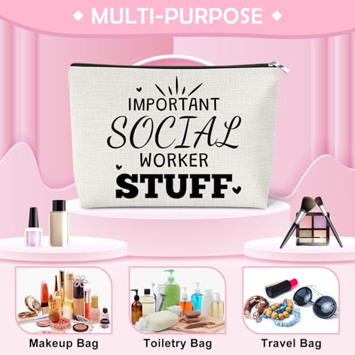 Social Worker Makeup Bag - Appreciation Gift Cosmetic Pouch, 10x7