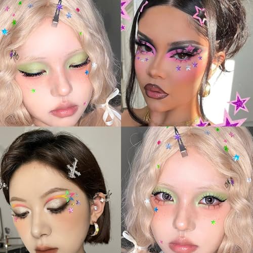 Face Gems Self-Adhesive Rhinestone Stickers Star Hair & Body Jewels for Festival