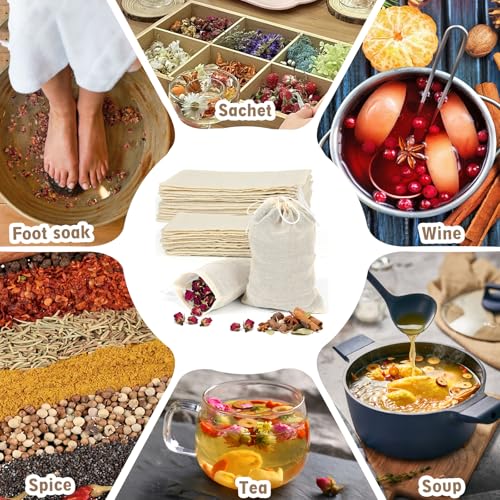 Reusable Muslin Spice Sachet Bags - Set of 30 for Cooking & Gifting
