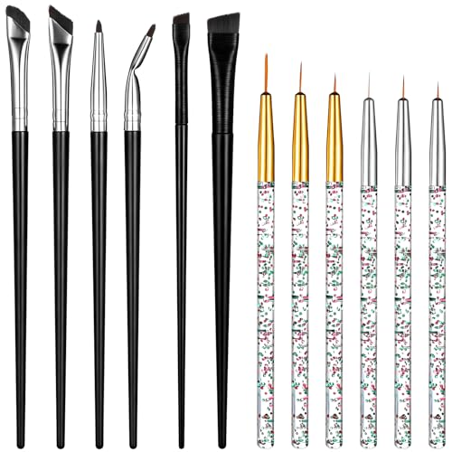12 Pcs Eyeliner Brush Set Fine Point Angled Gel Eye Liner Brushes