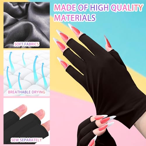 CGBOOM UV Shield Fingerless Gloves for Gel Nail Lamp & Driving UPF 50+