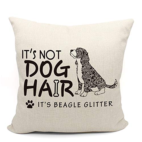 Beagle Dog Throw Pillow Cover 18x18 - Beige Linen Cushion Case