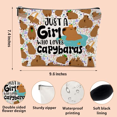 Funny Capybara Makeup Bag - Waterproof Linen Cosmetic Pouch & Travel Organizer