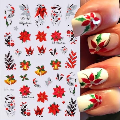 SHUXILIN Christmas Holly & Snow Tree Nail Art Stickers Decals