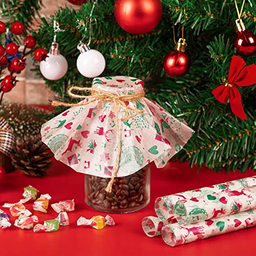 Christmas Wax Paper with Reindeer Pattern - Food Grade Food Wraps, 100 Sheets