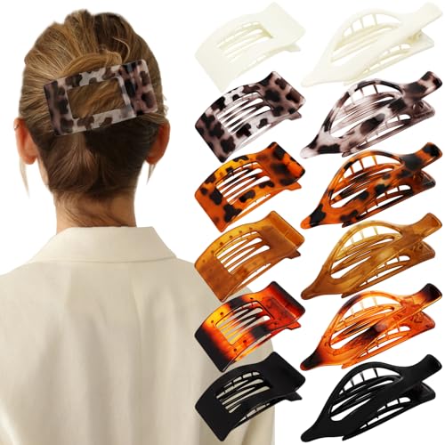 VELSCRUN Flat Hair Claw Clips 12-Pack Large Lay Flat Hair Clips for Women