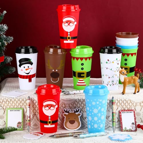 Holiday Gift Set 144 Pcs Christmas Coffee Cups, Sticky Notes & Pens — Coworkers Gifts