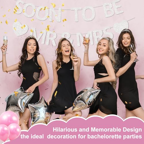 Pre-Strung Mr & Mrs Glitter Banner - Engagement & Bridal Shower Decor