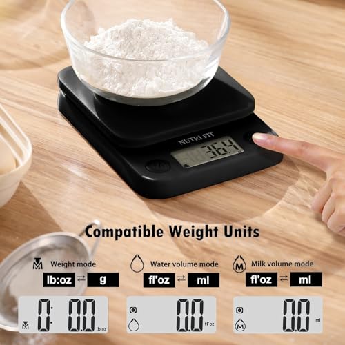 NUTRI FIT Classic Black Digital Kitchen Food Scale - Precision Weighing